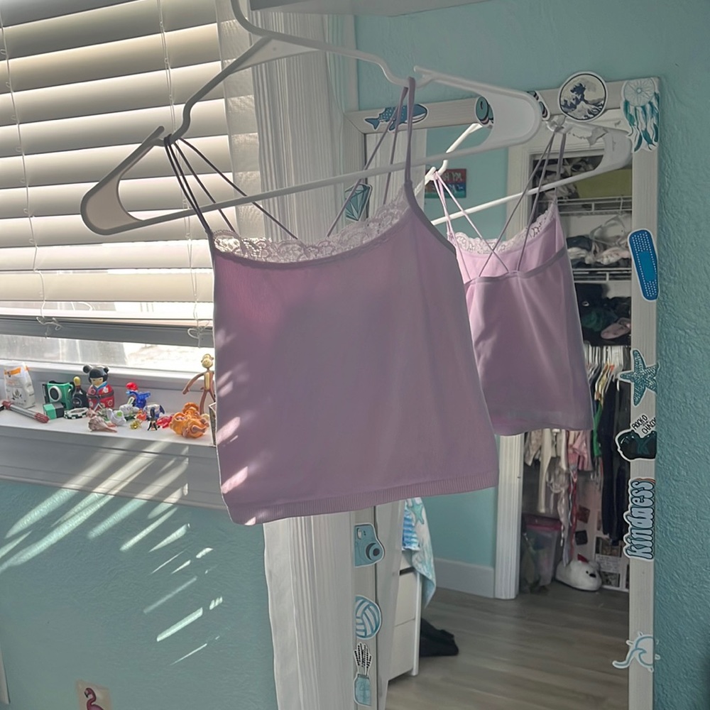 Purple tank top with lace front